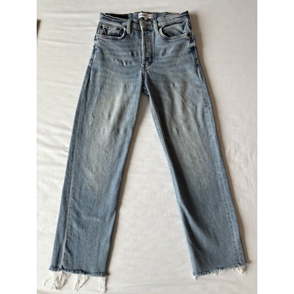 Redone Jeans Womens 25 Stove‎ Pipe High Rise Straight Leg Ankle Frayed Hem 70s - Picture 8 of 12